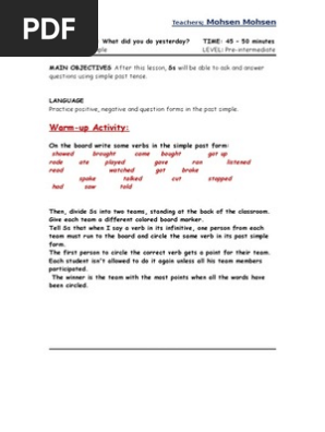 Lesson Plan. Simple Past