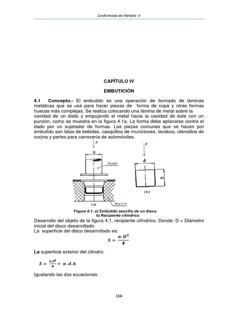 Embutición de Metales: Proceso y Cálculos | PDF | Science | Enseñanza ...