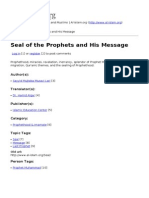 Seal of the Prophets and His Message(1)