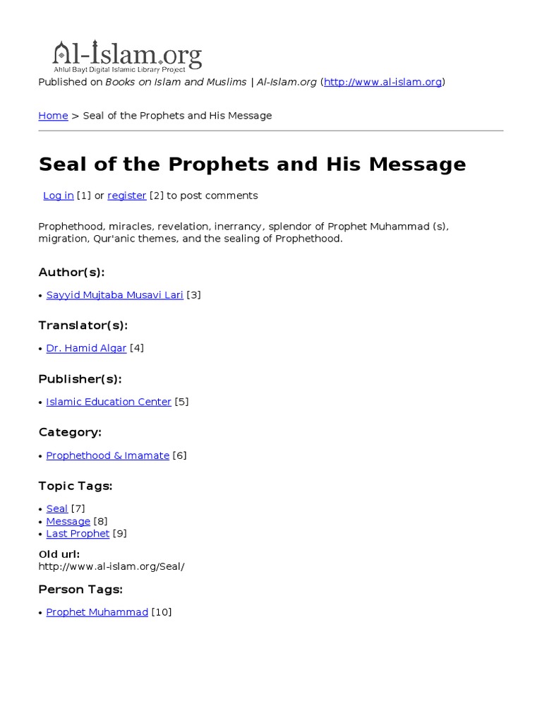 Seal of The Prophets and His Message PDF Science Reality