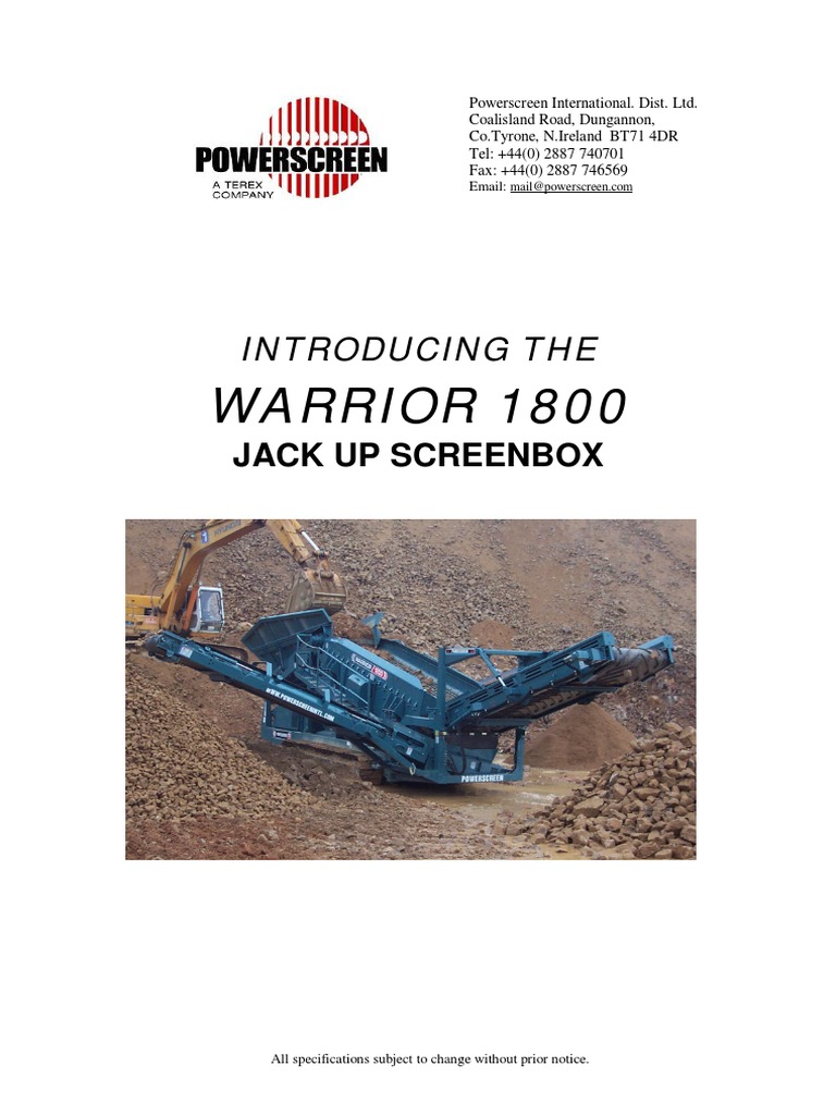 Powerscreen Warrior 1800 | PDF | Engines | Transmission (Mechanics)