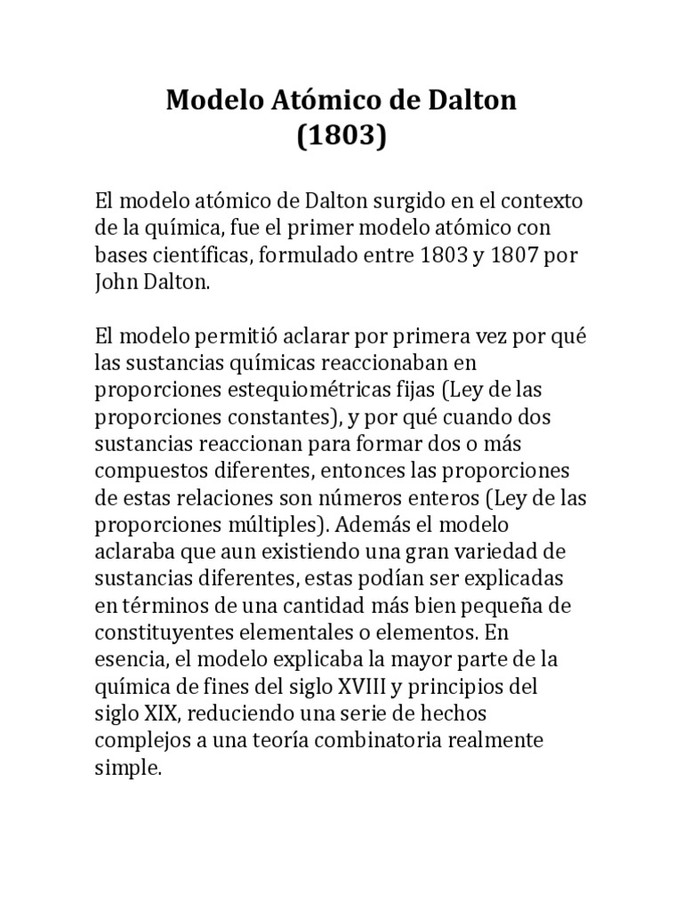 Modelo Atómico de Dalton (1803) | PDF | Átomos | Química