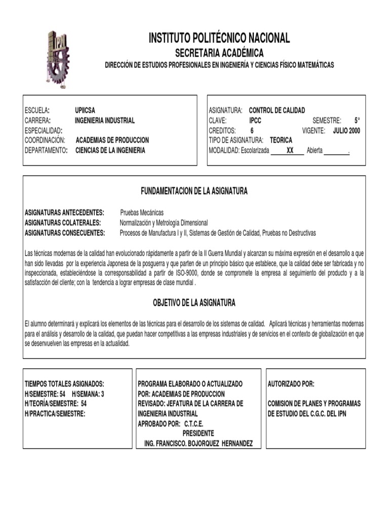 Control de Calidad en Ingeniería Industrial | PDF | Ingeniería ...