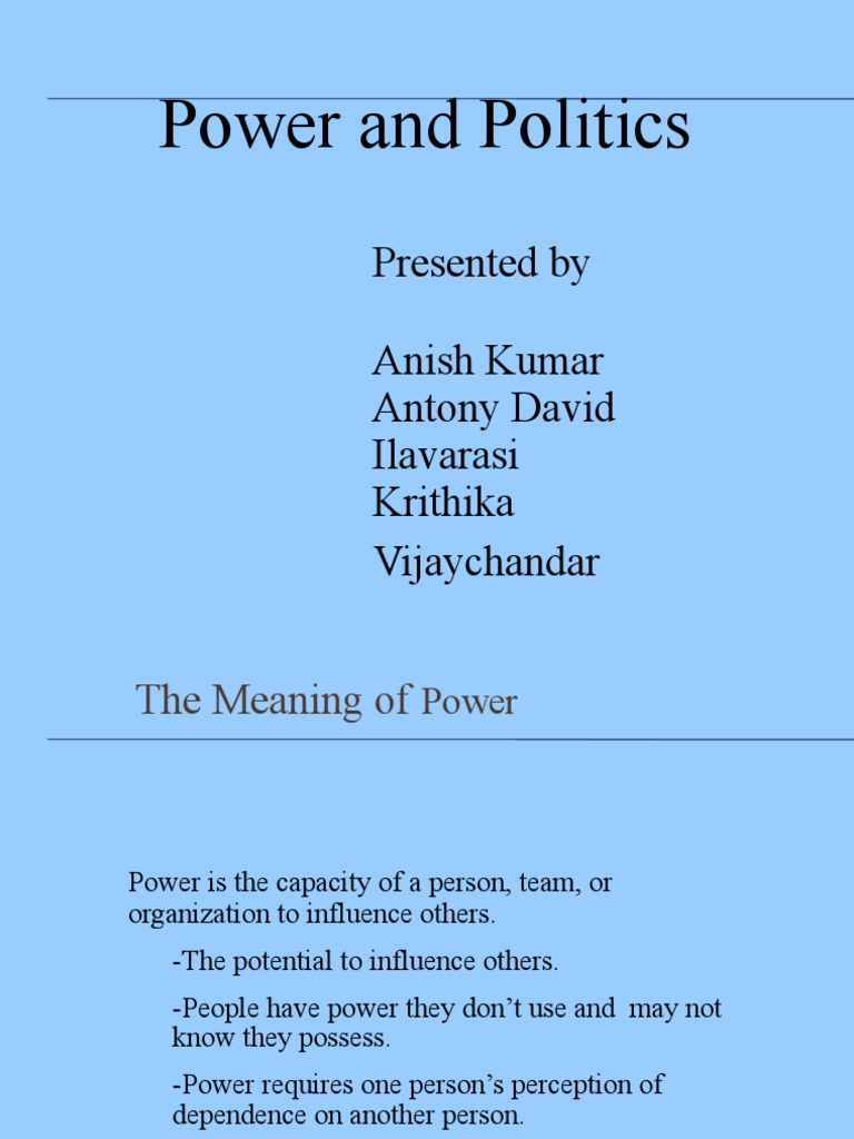 Understanding Power and Politics | PDF | Empowerment | Governance