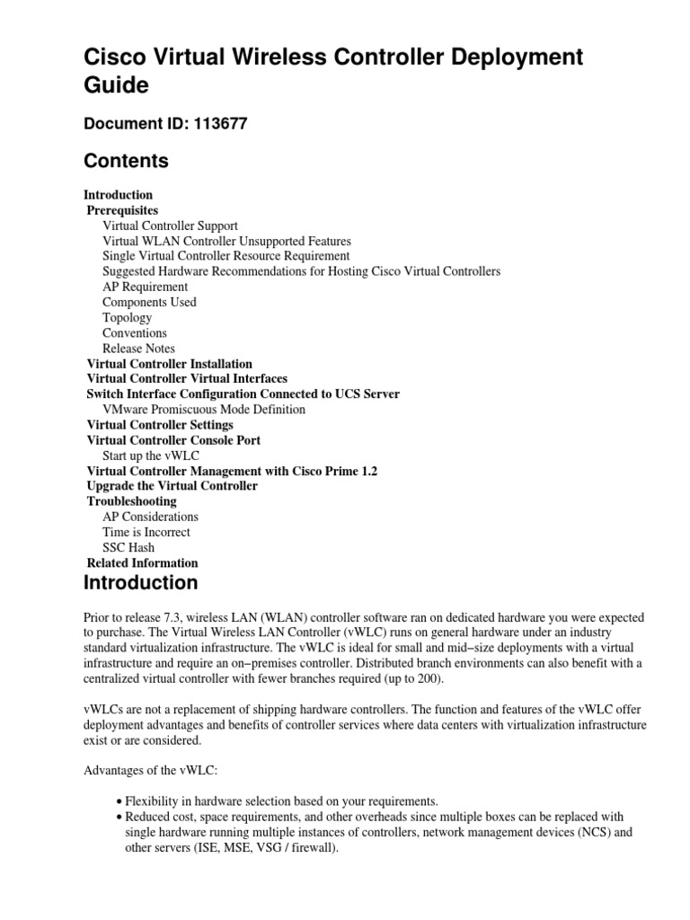 Cisco Virutal Wireless LAN Controller Deployment Guide | PDF | Wireless ...