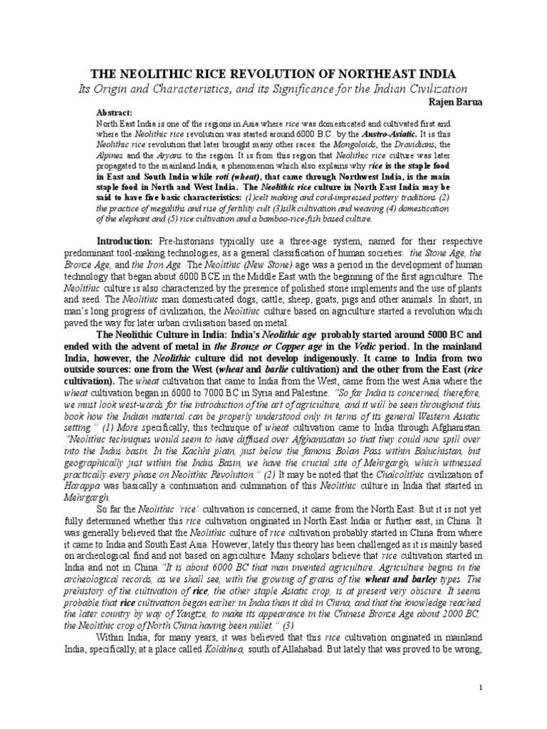 Neolithic Rice Revolution in Northeast India | PDF | Neolithic | Rice