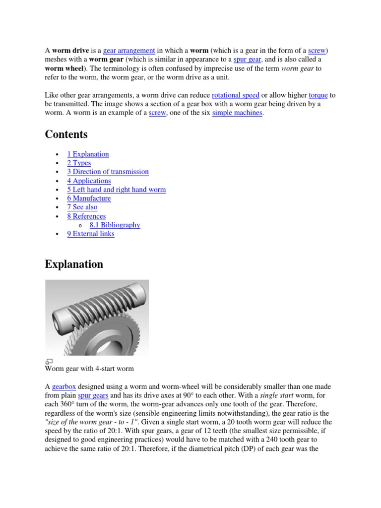 Understanding Worm Gears Types, Applications, and Mechanics of Worm Drives PDF Gear
