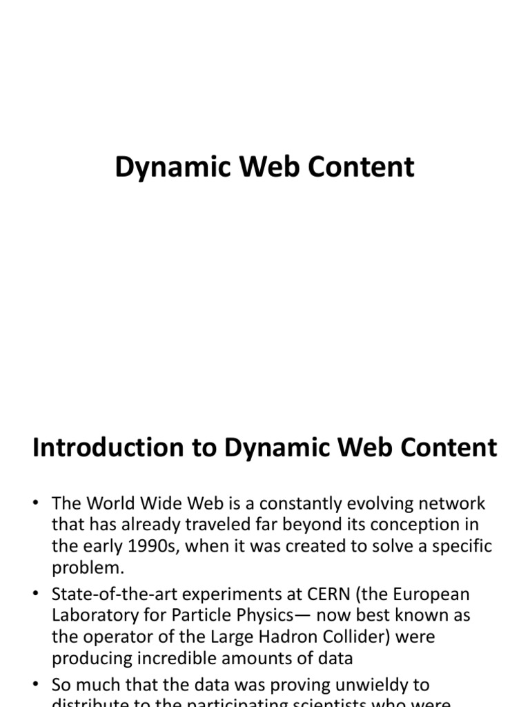 1-Introduction To Dynamic Web Content | PDF | Php | World Wide Web