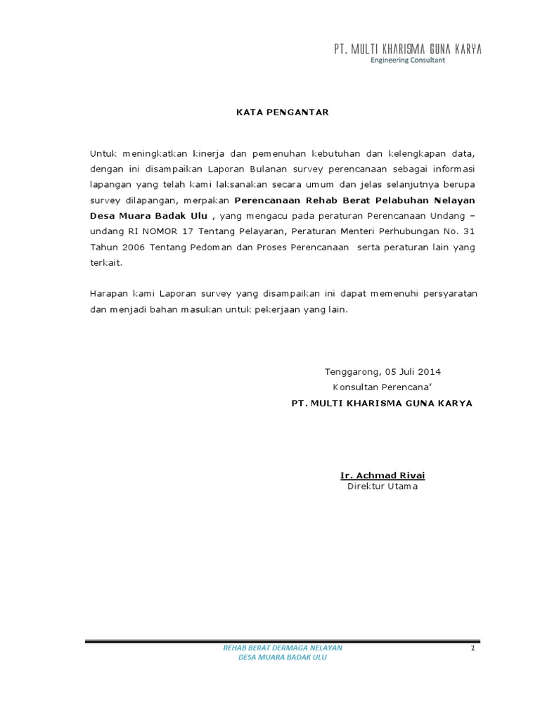 Laporan Bulanan Pelabuhan Muara Badak Ok