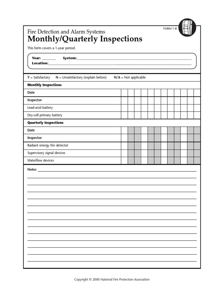 Monthly/Quarterly Inspections: Fire Detection and Alarm Systems | PDF ...