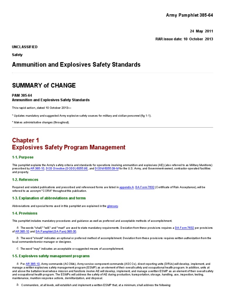 Ammunition and Explosives Safety Standards Hazardous Waste Safety