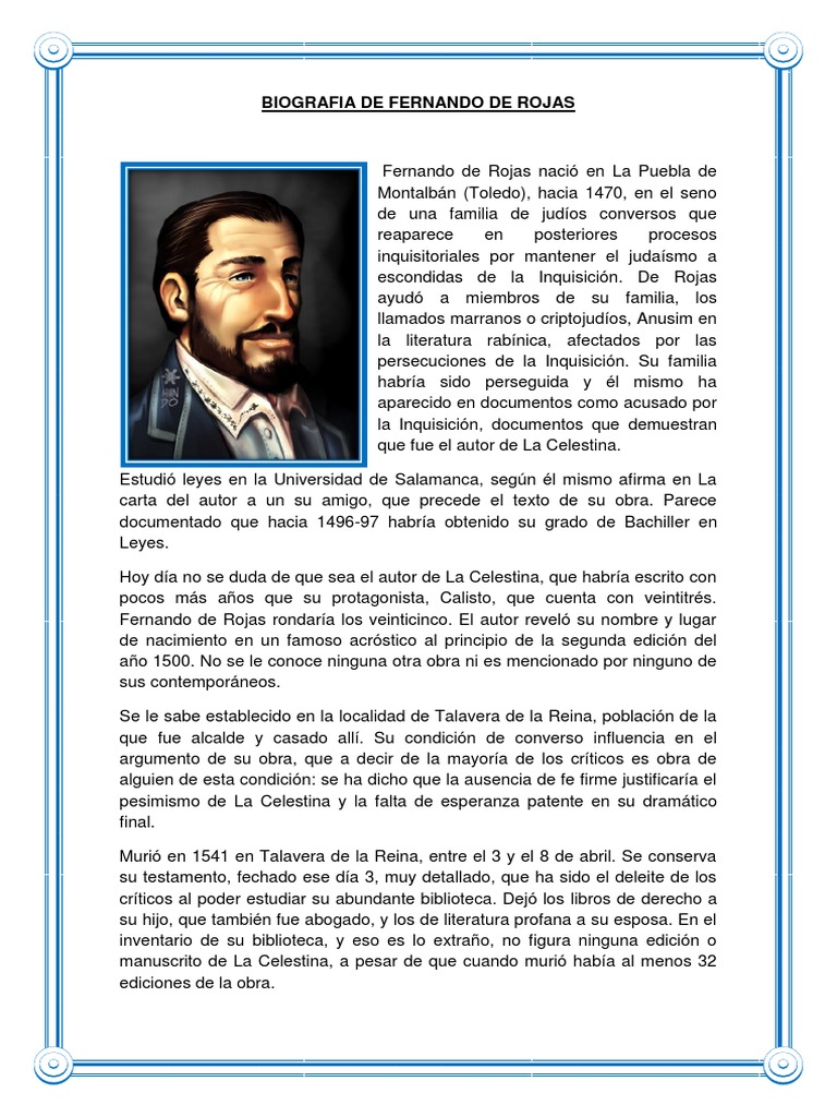 Biografia de Fernando de Rojas PDF