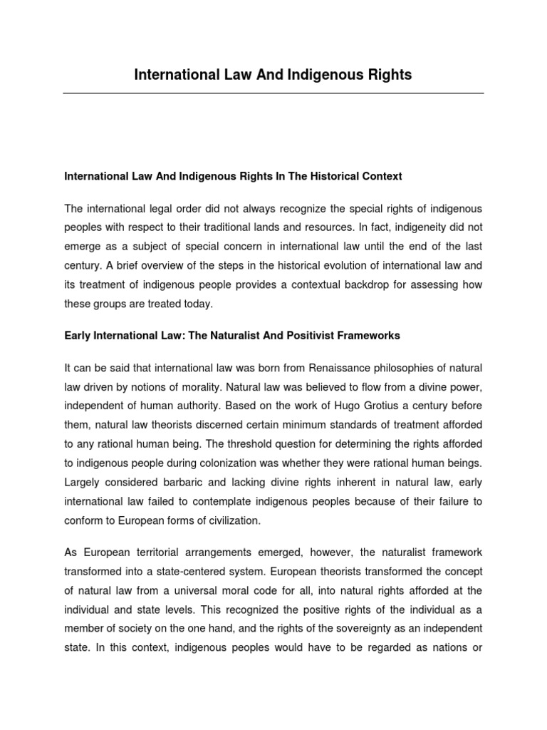 Indigenous Rights in International Law | PDF | Human Rights | Natural ...