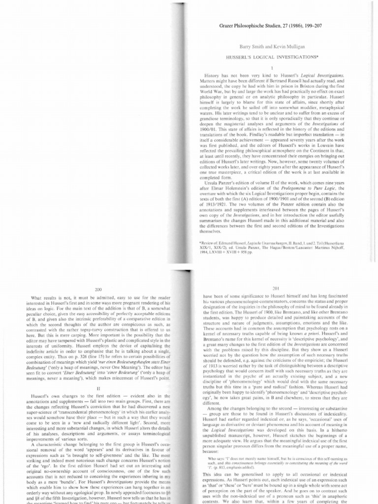 Husserl's Logical Investigations Reviewed PDF Edmund Husserl