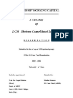 DCM Shriram Consolidated LTD., Kota: Analysis of Working Capital