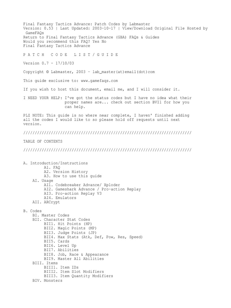Ffta Patch Codes List Leisure