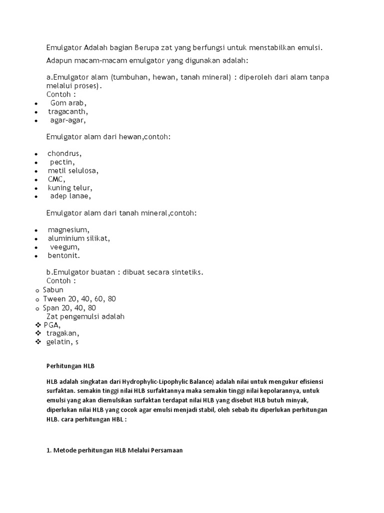 Contoh Perhitungan Hlb Emulsi - Simak Gambar Berikut