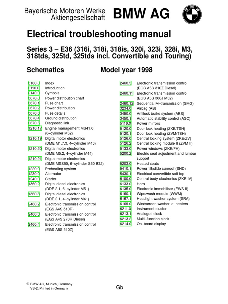 1998 Bmw E36 Electrical Wiring Diagram