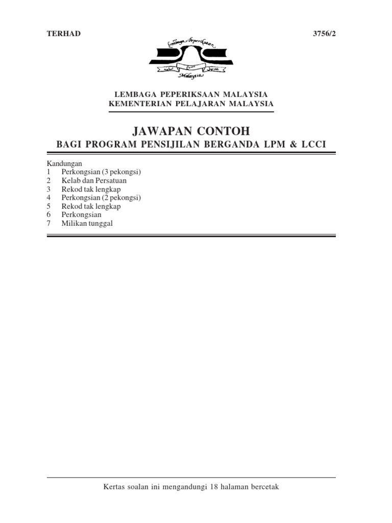 Jawapan Contoh: Bagi Program Pensijilan Berganda Lpm & Lcci