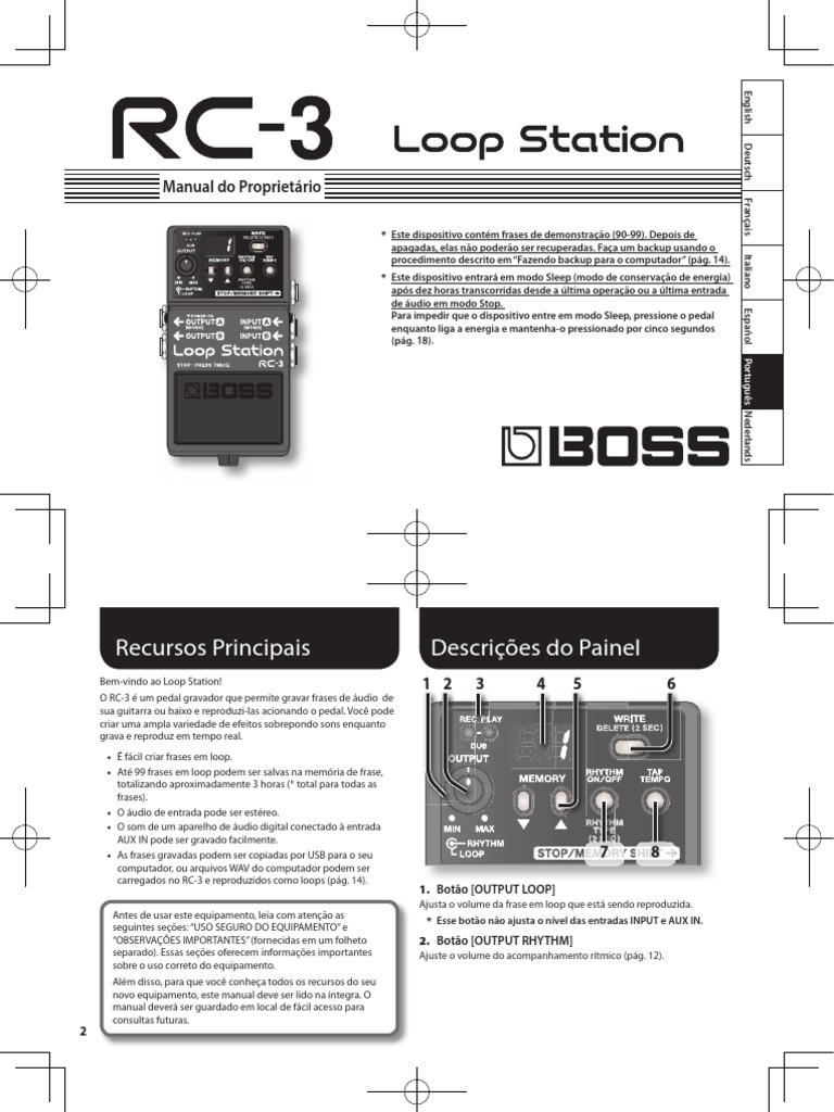 Manual Boss RC-3 | PDF | Cópia de segurança | USB