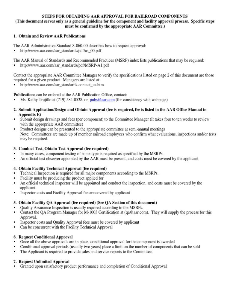 AAR Approval Process for Components | PDF