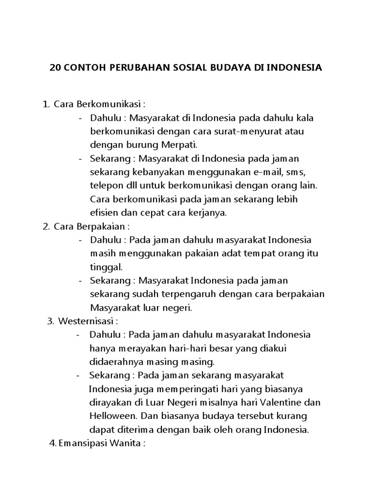 20 Perbedaan Pada Masa Lalu Dengan Masa Kini
