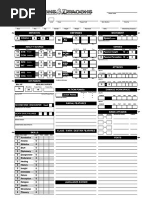 D&amp;D 4E The One-Sided 4E Character Sheet PDF Form! EN World, 60% OFF