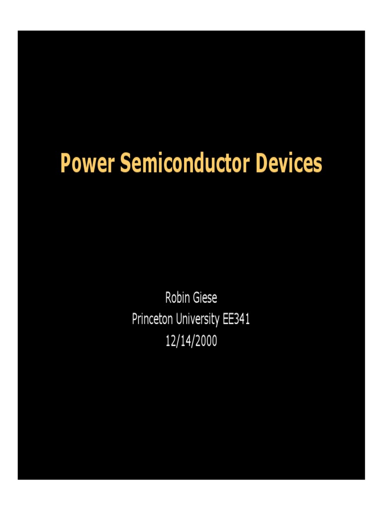 Power Semiconductor Devices Requirements, Operation Principles of