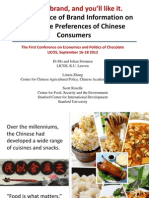 The Influence of Brand Information On Chocolate Preferences of Chinese Consumers