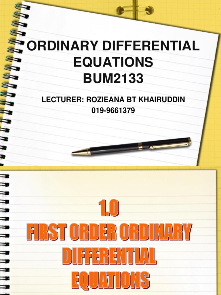 FIRST ORDER ODE.ppt | Partial Differential Equation | Equations