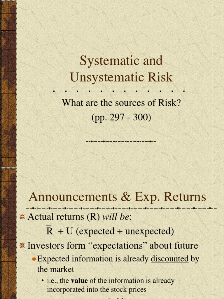 Systematic vs. Unsystematic Risk | PDF
