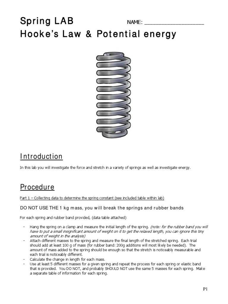 Hooke's law lab Mass Physics & Mathematics