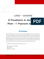 El Procedimiento de Operación en Planta 1 Preparación de La Mena