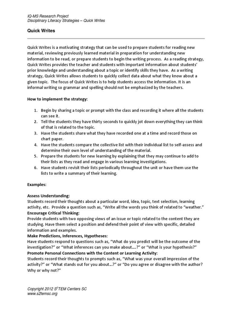 quick writes strategy Strategic Management Understanding Free 30day Trial Scribd