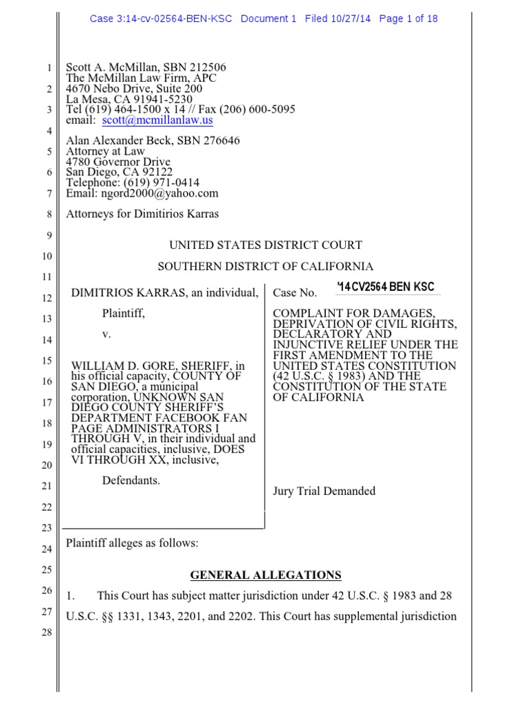 141027 Filed 1 Complaint For Damages Etc 2 pdf Damages Punitive