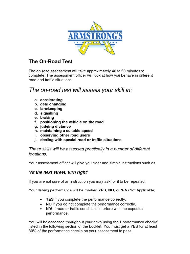 The On-Road Test Will Assess Your Skill in | PDF | Traffic | Trailer ...