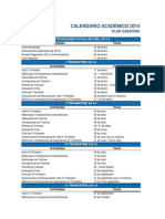 Calendario Académico 2014 Plan Sabatino Aprobado Renovado 21-04-14