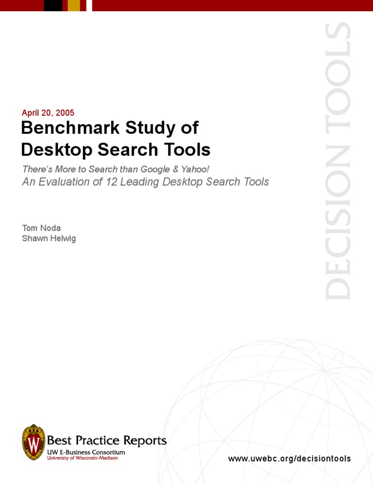 Benchmark Study of Desktop Search Tools PDF Search Engine Indexing