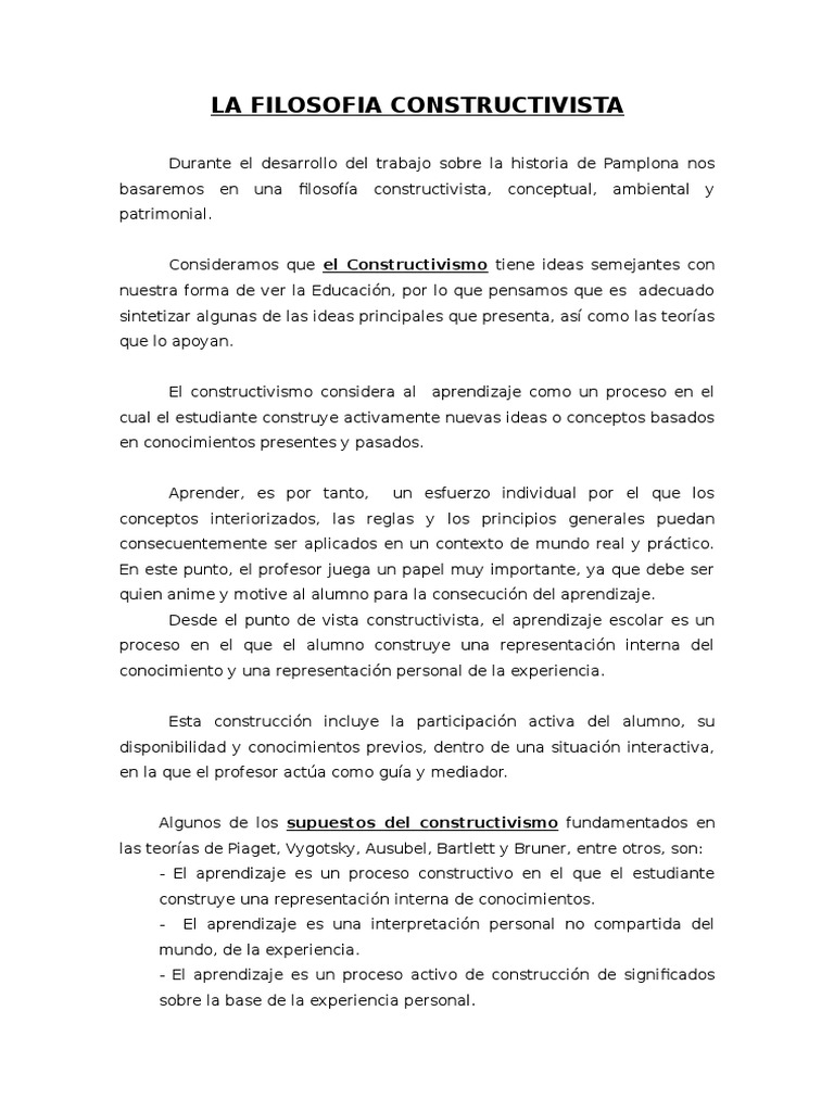 La Filosofia Constructivista | PDF | Constructivismo (filosofía de la ...