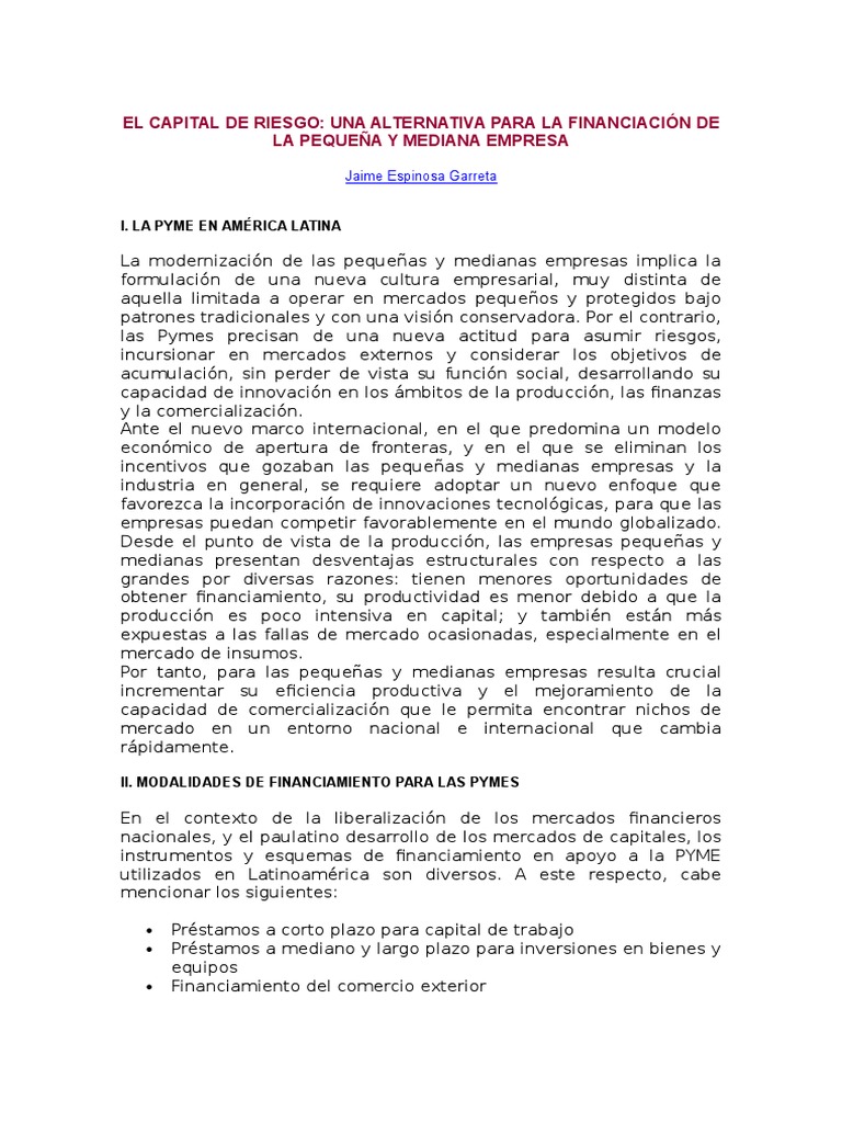 El Capital de Riesgo | PDF | Capital de riesgo | Finanzas corporativas