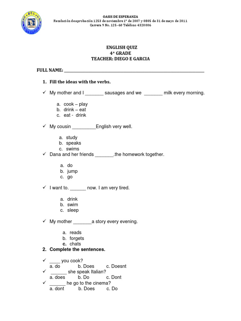 Examen Final de Ingles Cuarto | PDF | Pupa | Butterfly