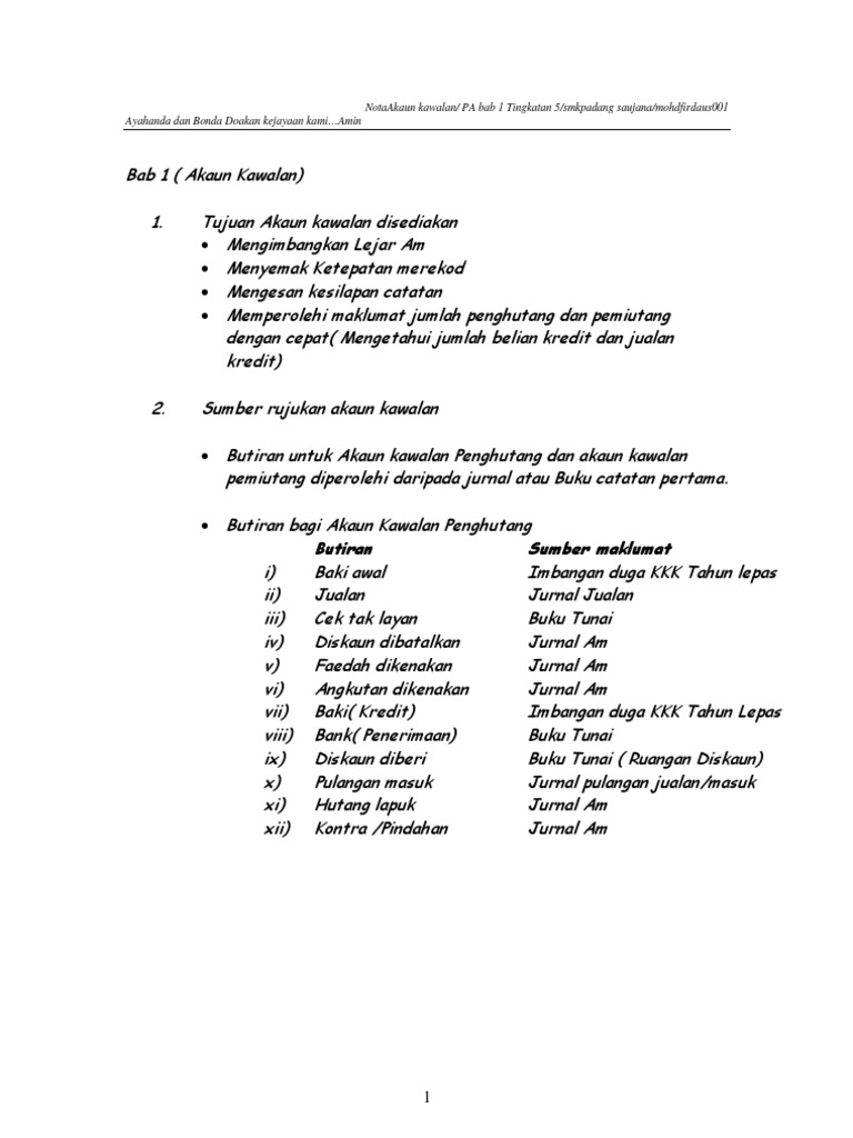 Bab 1akaun Kawalan Tingkatan 5(Nota)