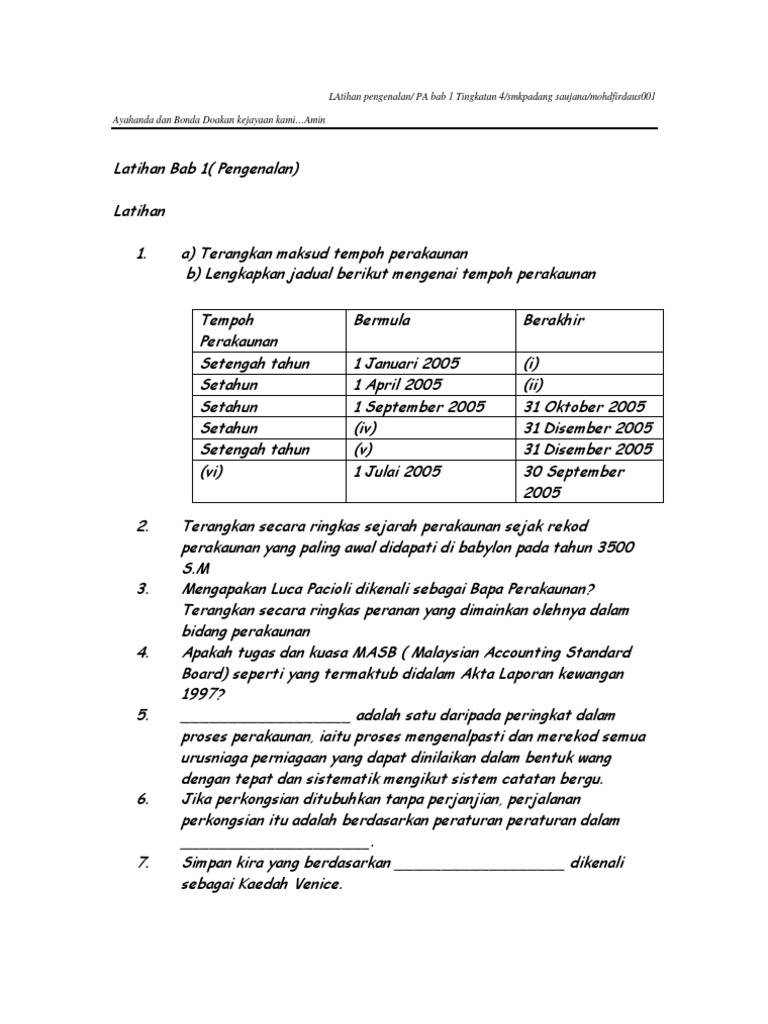 Soalan Kerja Kursus Akaun Tingkatan 5 2019 - Aadhar In