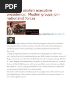 Moves To Abolish Executive Presidency Muslim Groups Join Nationalist Forces