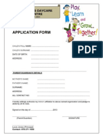 Application Form: Tweenies Daycare Centre
