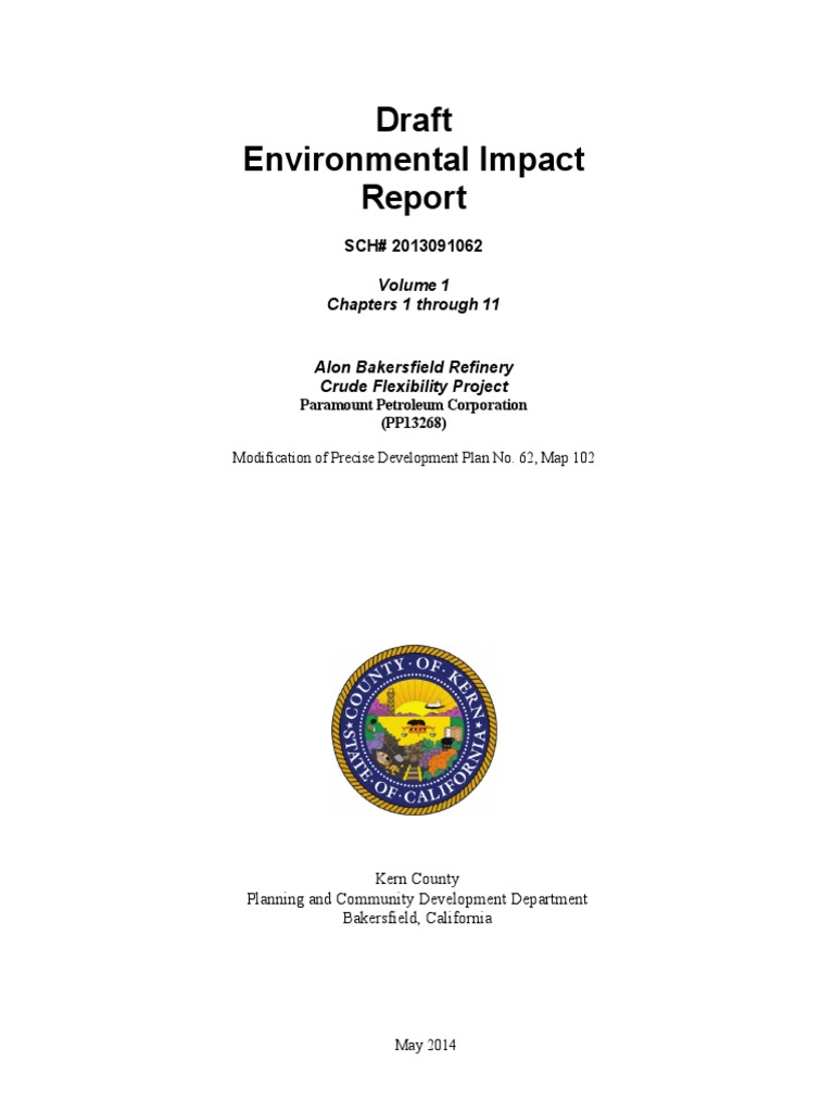 Draft Environmental Impact Report Volume 1 For The Alon Bakersfield