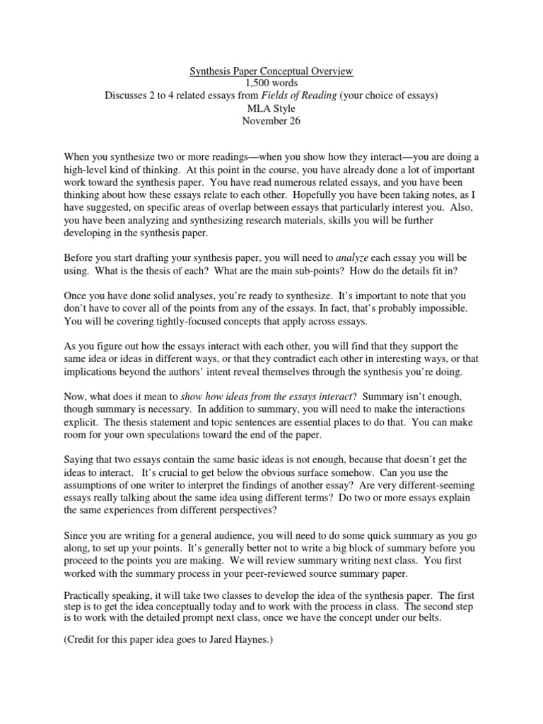 Well-Written Synthesis Essay Examples