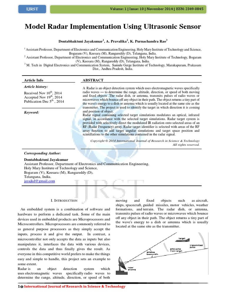 Model Radar Implementation Using Ultrasonic Sensor | PDF | Arm ...