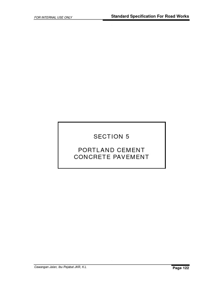 JKR Section 5: Concrete Pavement Specs | PDF | Road Surface | Track ...