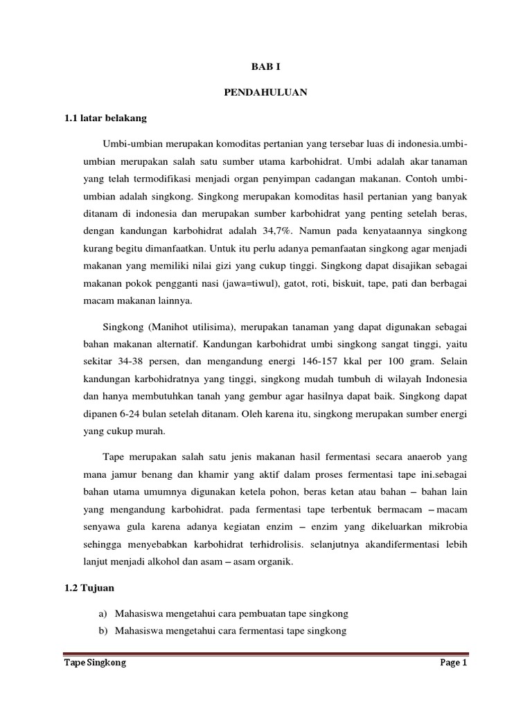 Laporan Pembuatan Tape Singkong